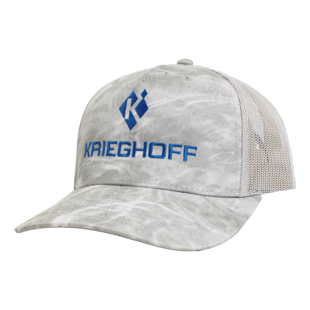 Krieghoff “Richardson” Trucker Hat, Mossy Oak Elements Bonefish/Light Grey